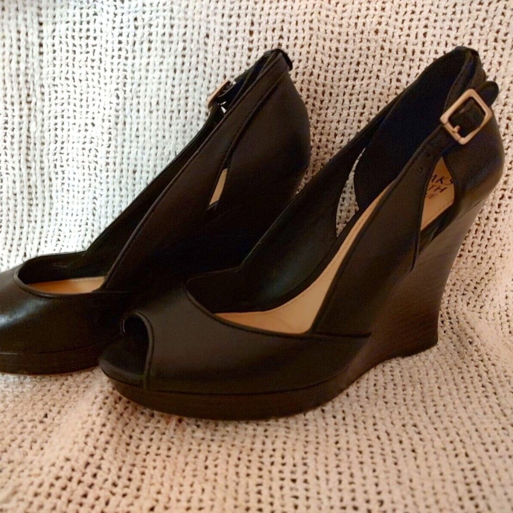 Saks 5th Ave Wedges Black Size 8-1/2